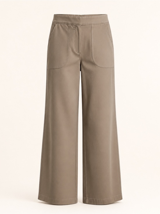 Pants - Max Studio Wide Leg Pull-On Pants Taupe Neutral Medium